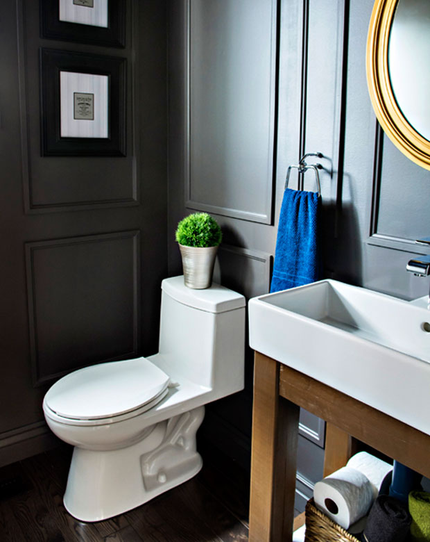 REVEAL: Dated Powder Room gets a Moody Makeover - Pink Little NotebookPink Little Notebook