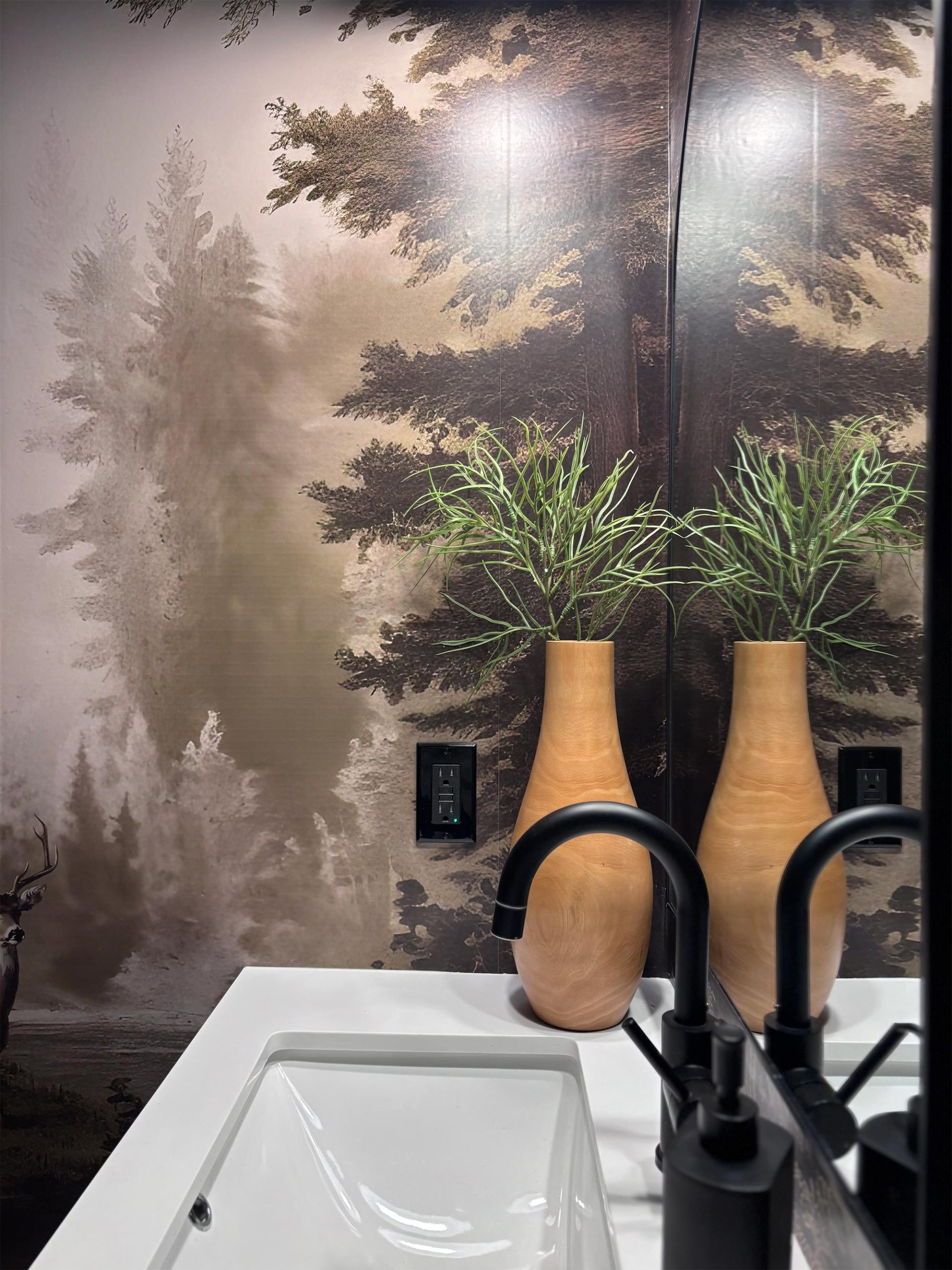 Serene Powder Room Makeover with Woodland Mural – Urbanwalls Inc.