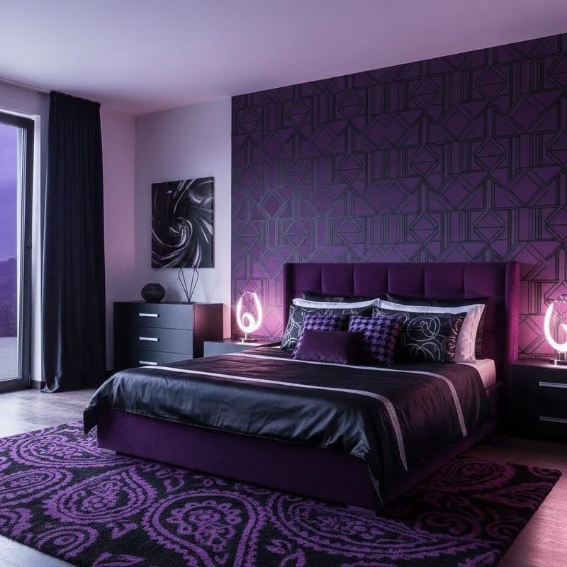 15 Purple and Black Bedroom Ideas for Bold Style Interiors
