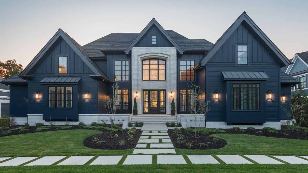 22 Classic Ideas of Dark Blue House with Black Trim - Tangy House