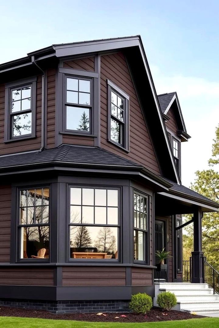 22 Dark Brown House With Black Trim Exterior Ideas - Lost At E Minor
