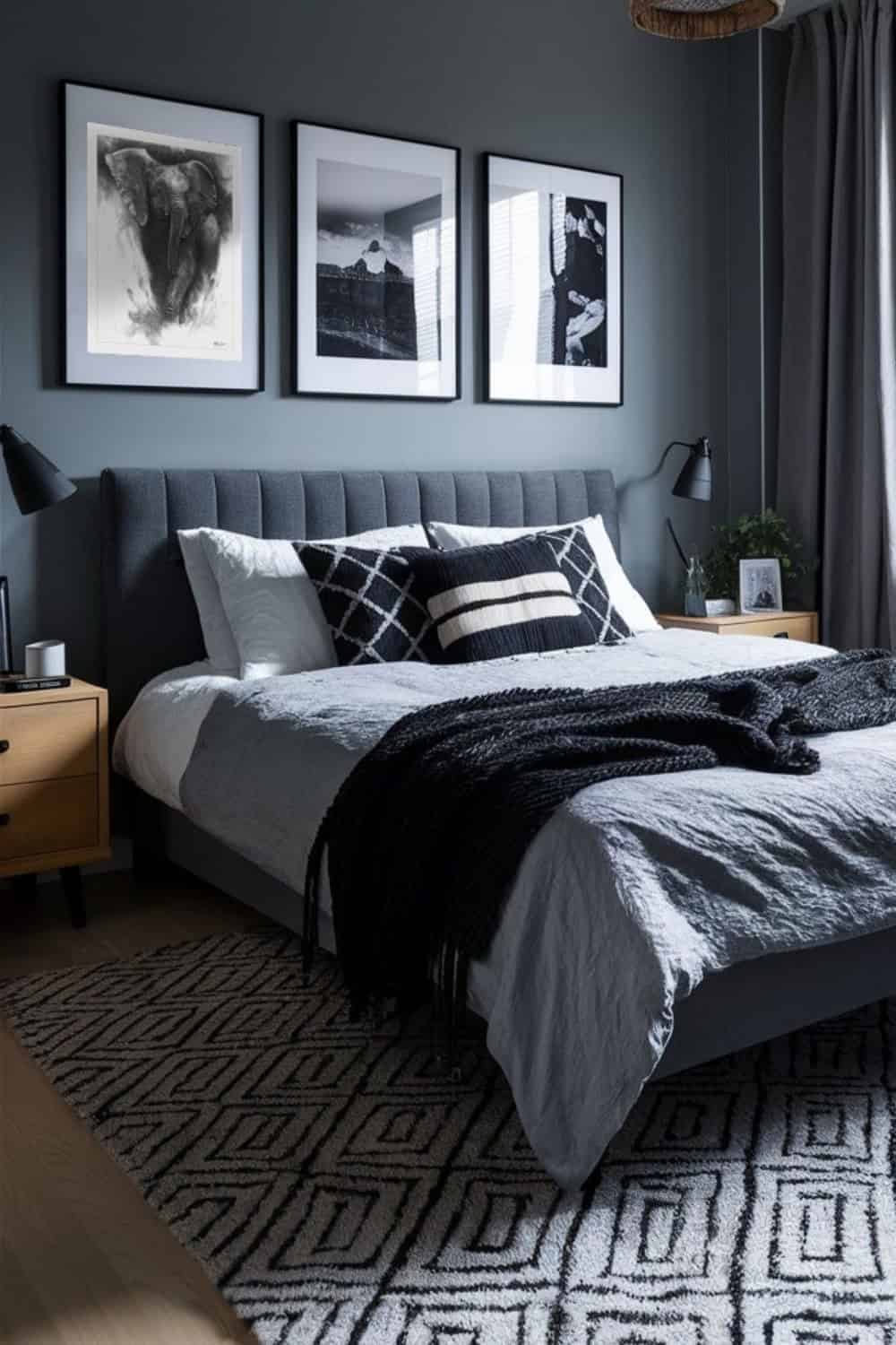 Black Bedroom Ideas For Men + B/W Wall Art Decor Tips