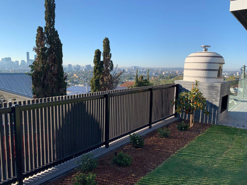 Black Exterior Slat Accent Wall, Privacy Fence Kit