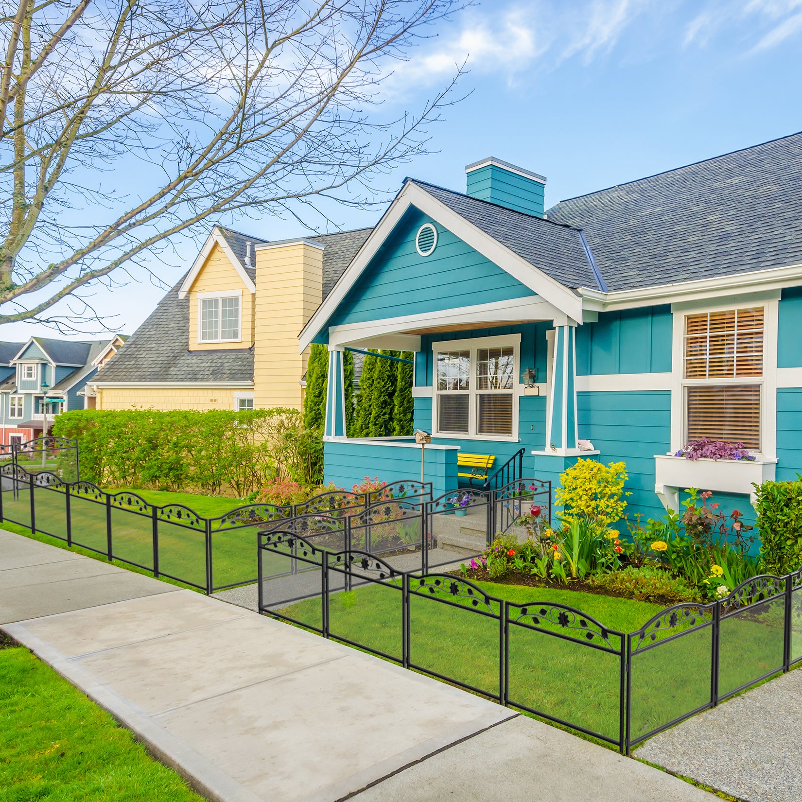 Decorative Garden Fence 5Pcs Black Metal Garden Barrier Dog Fence Anim – BingoPaw