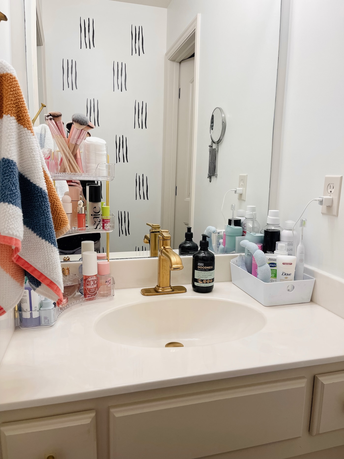 How to Add Corner Storage to a Small Bathroom Countertop - Life Love Larson