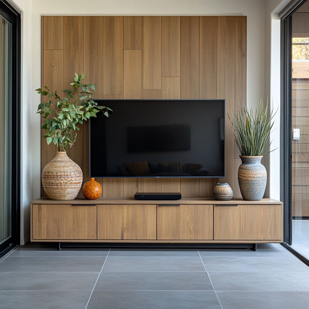 Modern TV Wall Design: Minimalist, Farmhouse, Japandi Blend