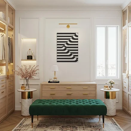 Modern Black White Striped Metal Wall...