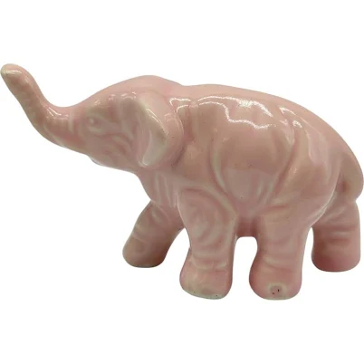 Pink Elephant Figurine Ceramic Animal...