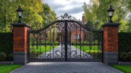 Ornate Black Wrought Iron Gate