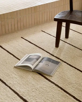 Handwoven Ivory And Brown Striped Fla...