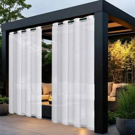 White Outdoor Sunshade Curtains Water...