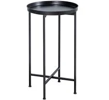 Black Small Round Metal Outdoor Side ...