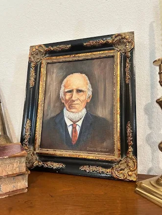 Vintage Oil Painting-Portrait in Blac...