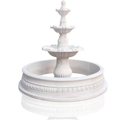 3-Tiered White Stone Fountain