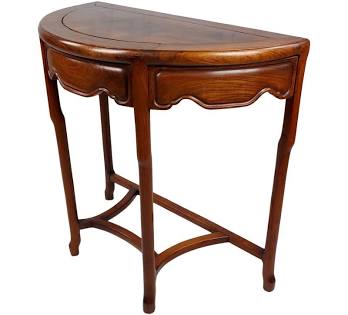 Chinese Demi-Lune Carved Rosewood Con...