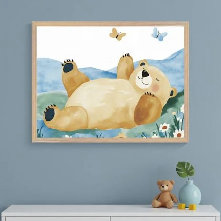 Relaxed Bear Kids Wall Art Poster Can...