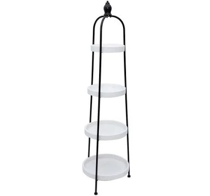 White & Black Four-Tiered Metal Floor...