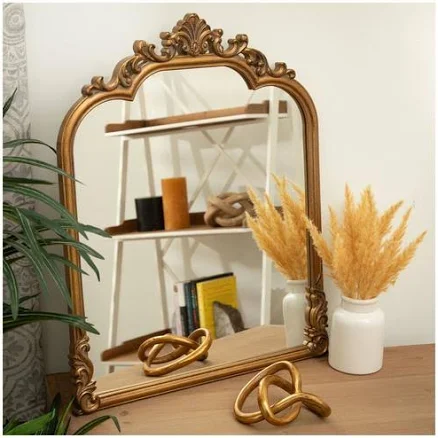 Gold Baroque Arch Wood Wall Mirror