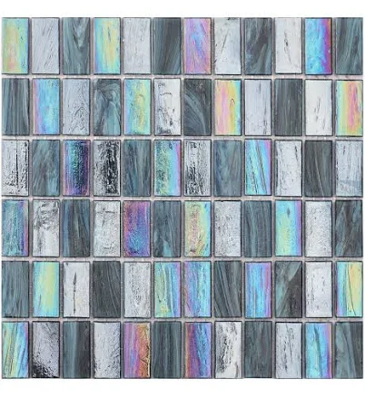 Iridescent Dark Blue Rectangle Glass ...