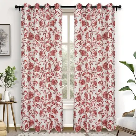 Canora Grey Red/Beige Blackout Floral...