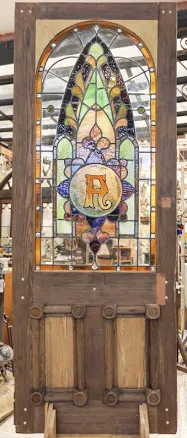 1880's Alpha Stained Glass Door
