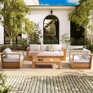 JARDINA 4-Piece Wooden Outdoor Sofa S...