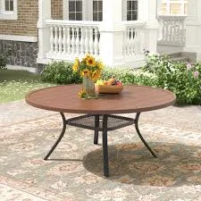 Brown Metal Outdoor Patio Round Dinin...