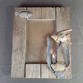 Vintage Wooden Picture Frame Fish Oce...