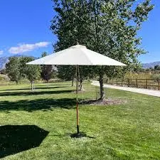 9ft Ivory Market Umbrella Wooden Pole