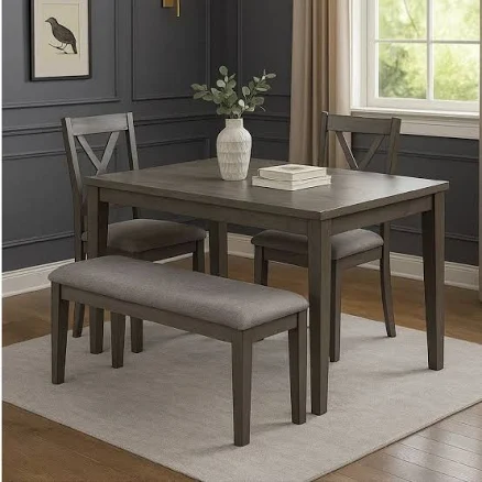 Benjara Rectangular Fabric Bench with...