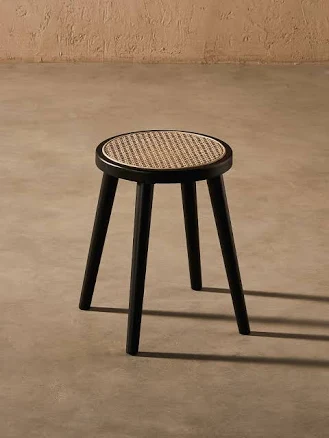 Natural Rattan Top Wood Stool
