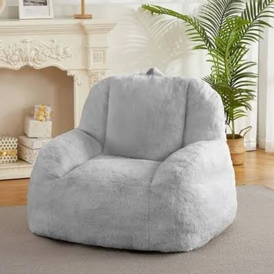 Faux Fur Stuffed Bean Bag Couch with ...