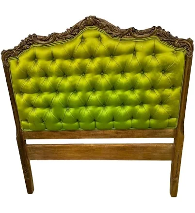 Vintage Carved and Upholstered Headbo...