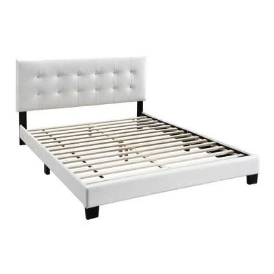 Benjara Leatherette Bed with Checkere...