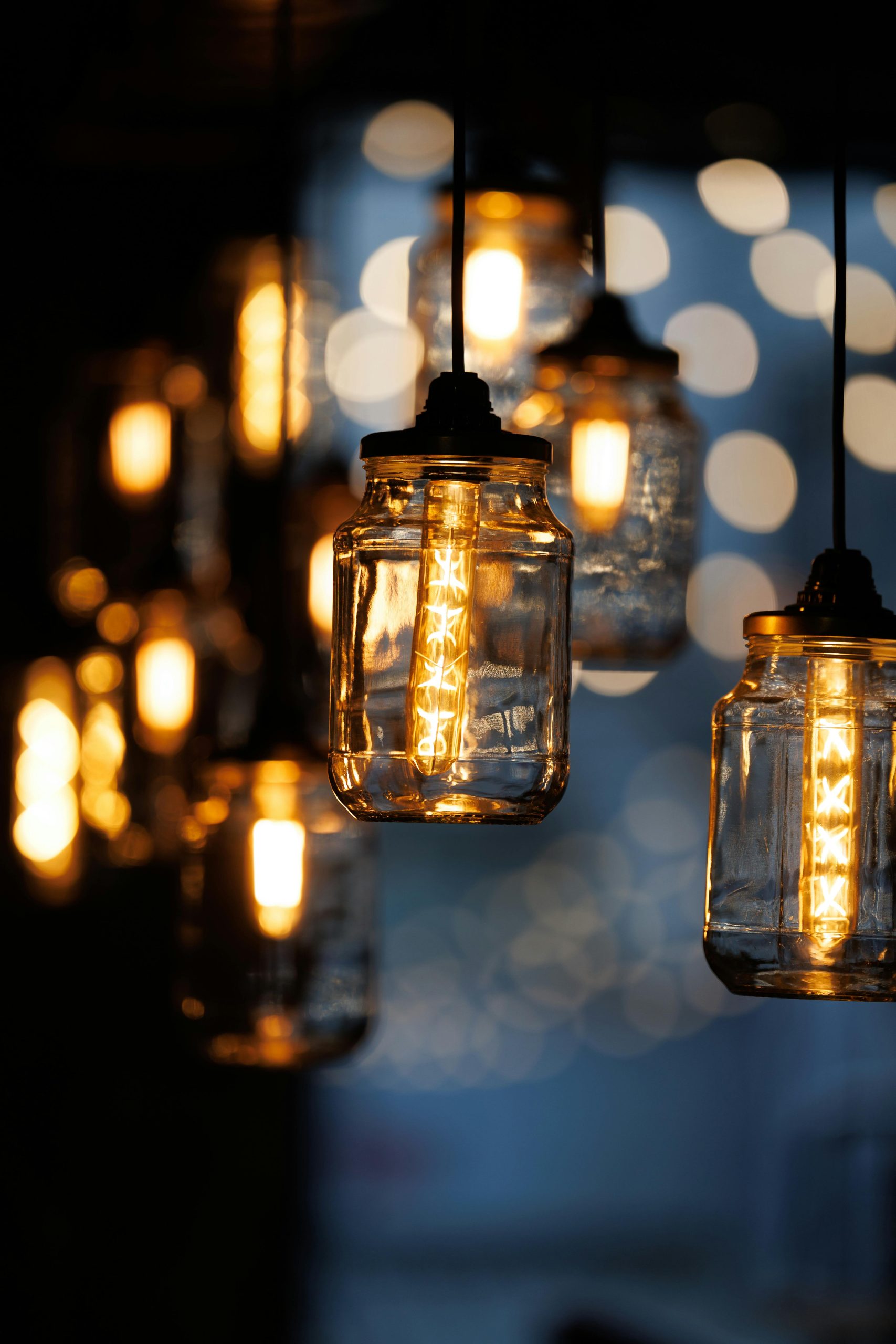 Warm and cozy ambiance with mason jar lights featuring Edison bulbs. Perfect for home decor inspiration.