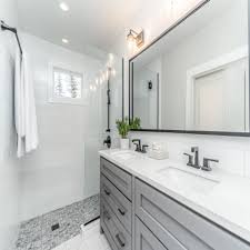 1 Curbless Shower with Gray Cabinets Design Ideas & Images 2026