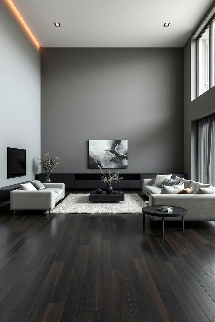 22 Grey Living Room Designs with Dark Wood Flooring Inspiration - Lost At E Minor
