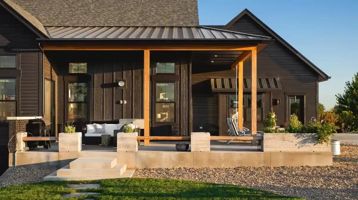 Black House with Wood Accents (Including Cedar): Design Ideas & Paint Colors – Welsh Design Studio