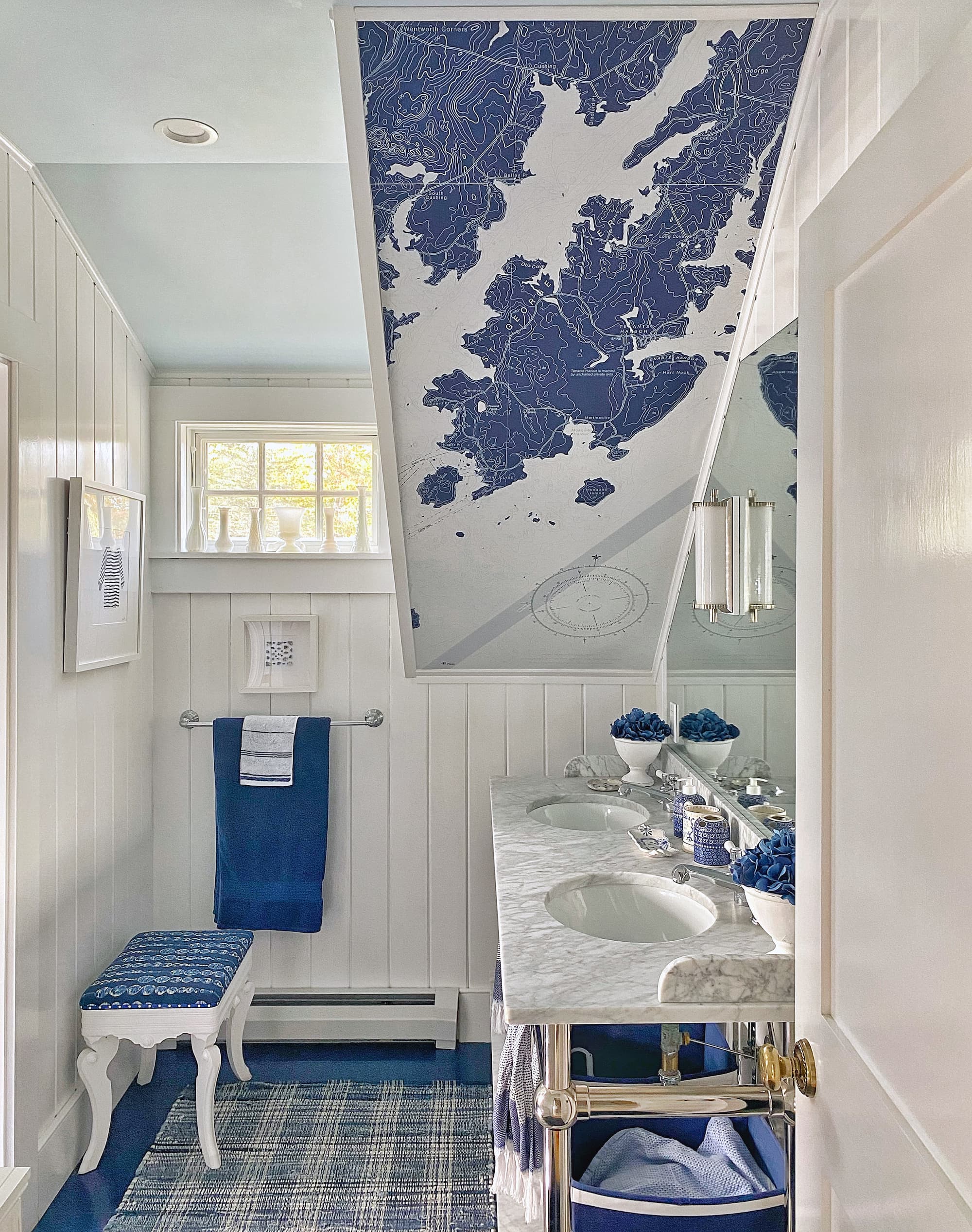 Chart Your Way To A Classic Coastal Bathroom - Molly in Maine