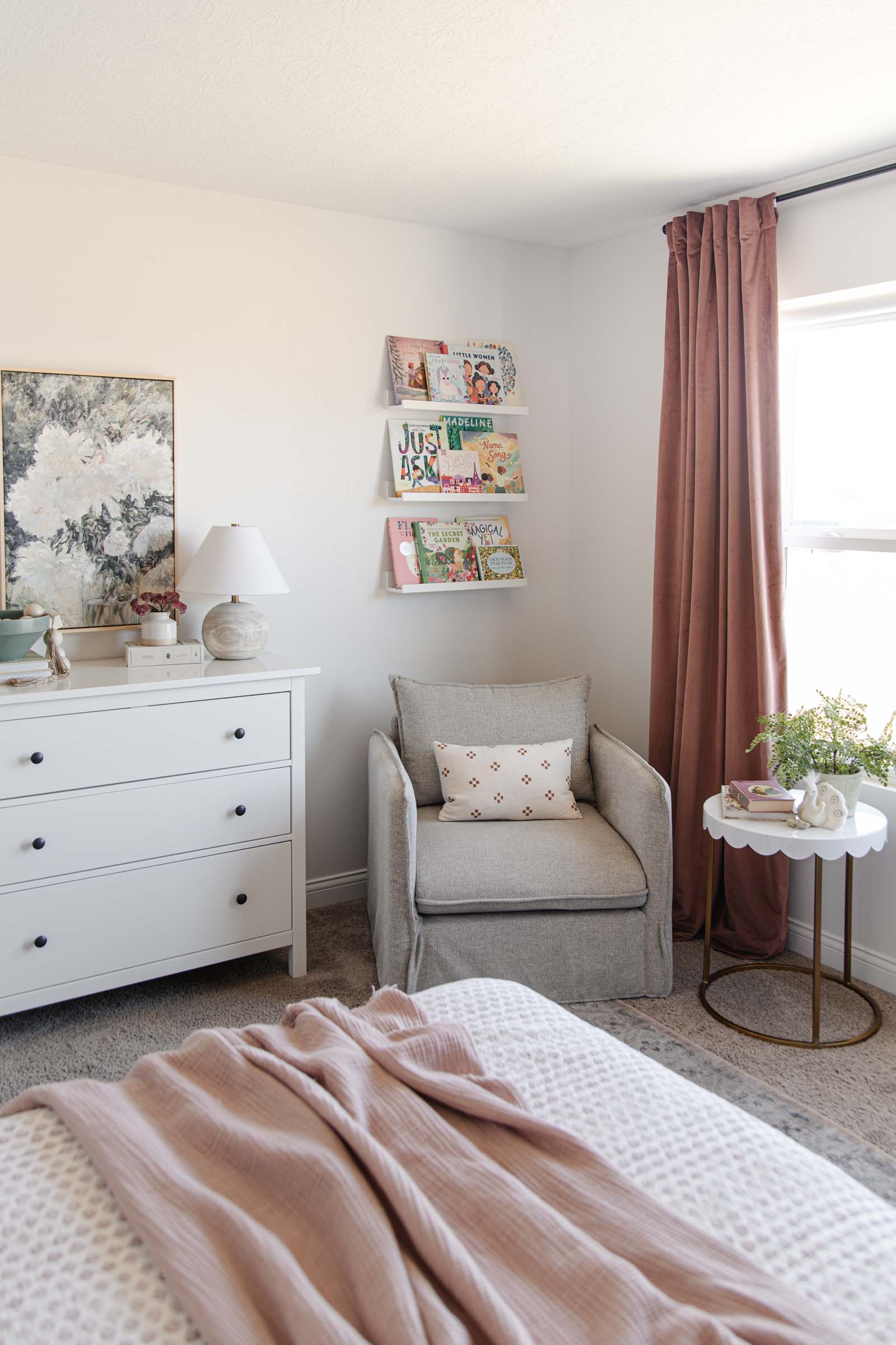 Cozy Girls Bedroom Ideas with Pink and Neutral Decor - Caitlin Marie Design