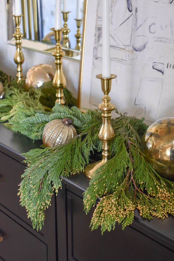 Decorating a Dining Room Sideboard for Christmas - Home with Holliday