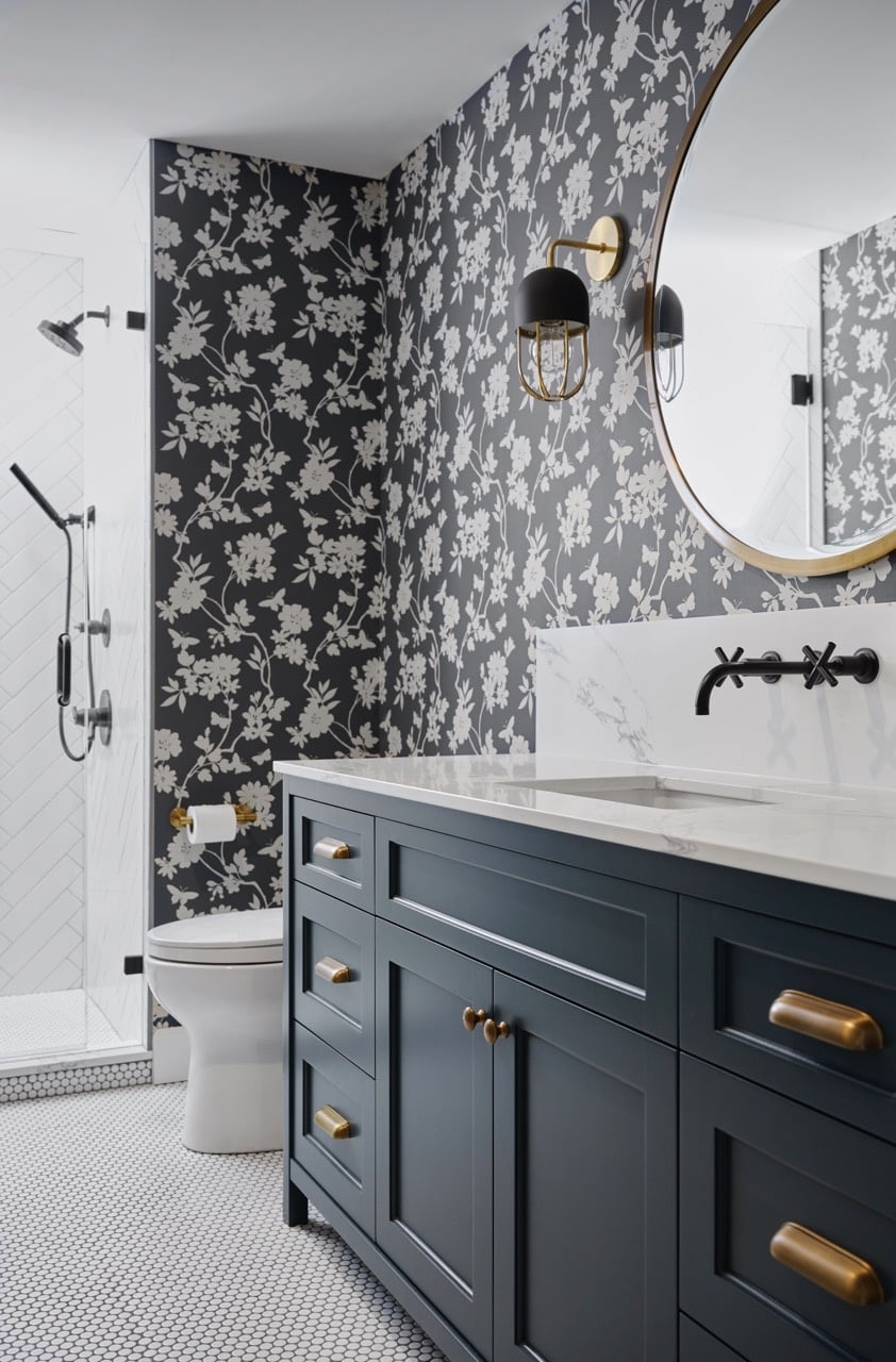 Dramatic Floral Guest Bathroom - The Phinery