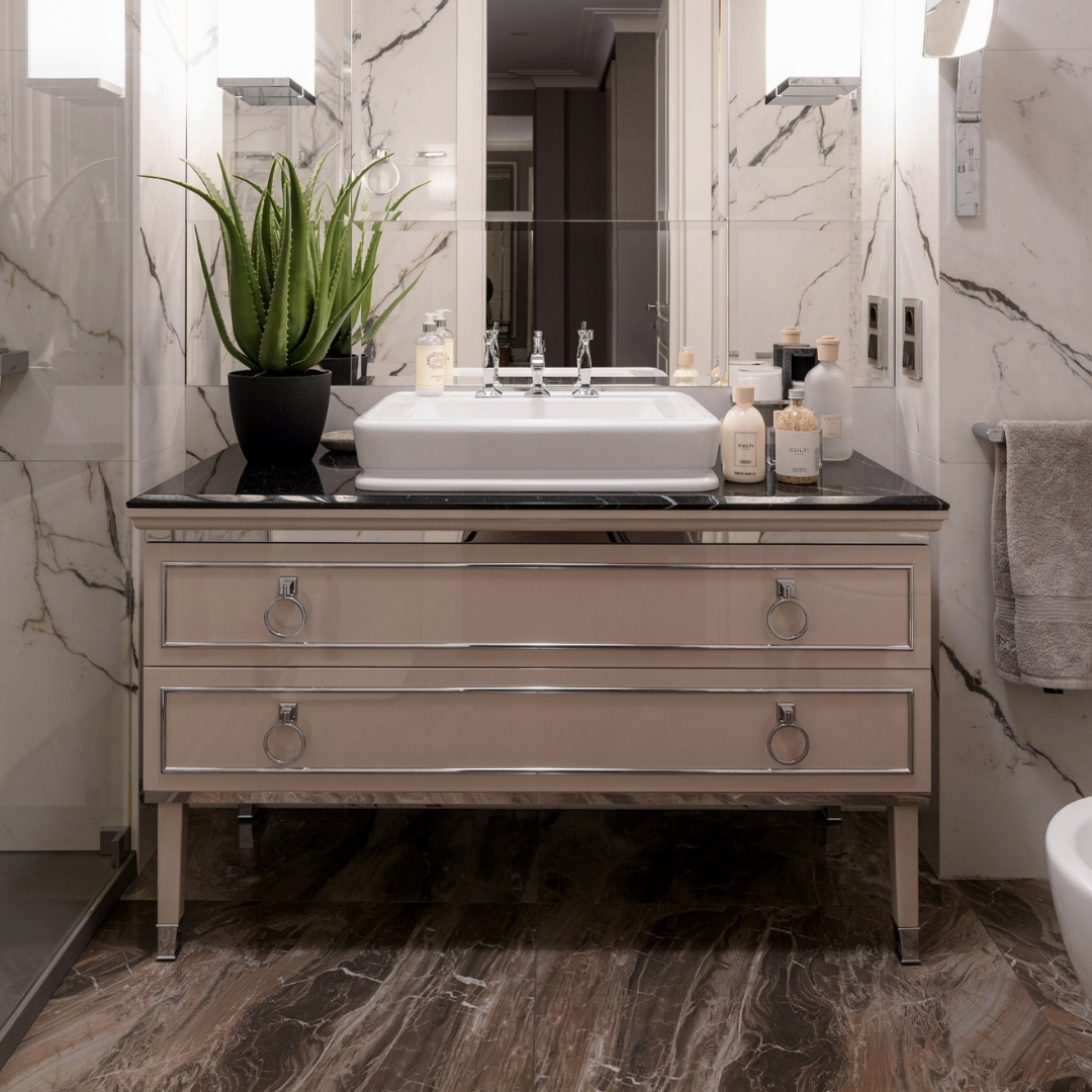 half bath small powder room ideas — Blog Michael Helwig Interiors small space design — Michael Helwig Interiors