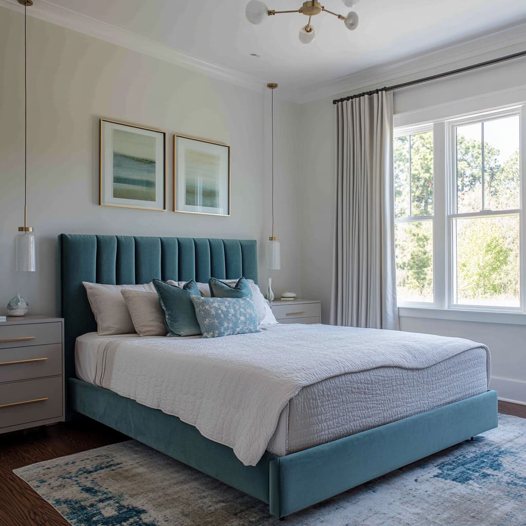 How to Combine Teal and Grey in a Bedroom | 36 Design Images