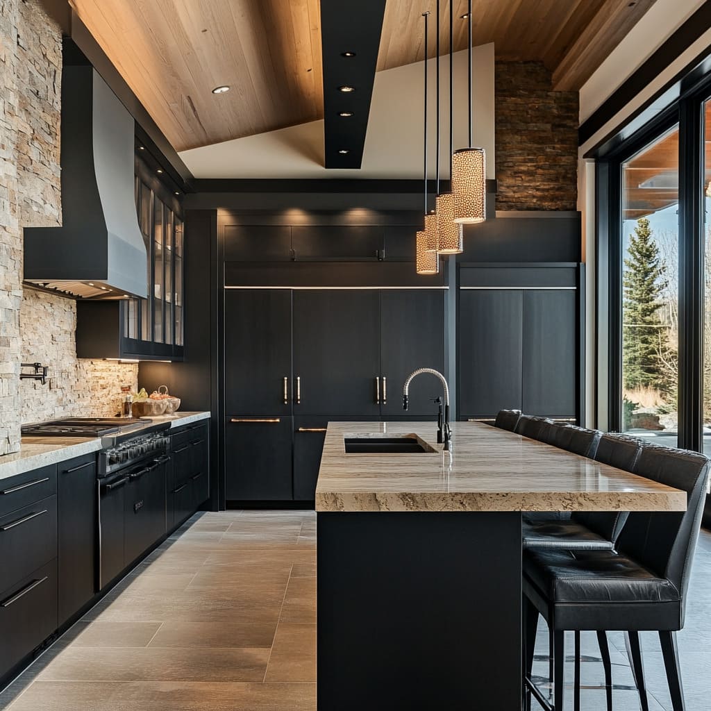 Luxurious Kitchen Design Ideas with Black & Earthy Tones