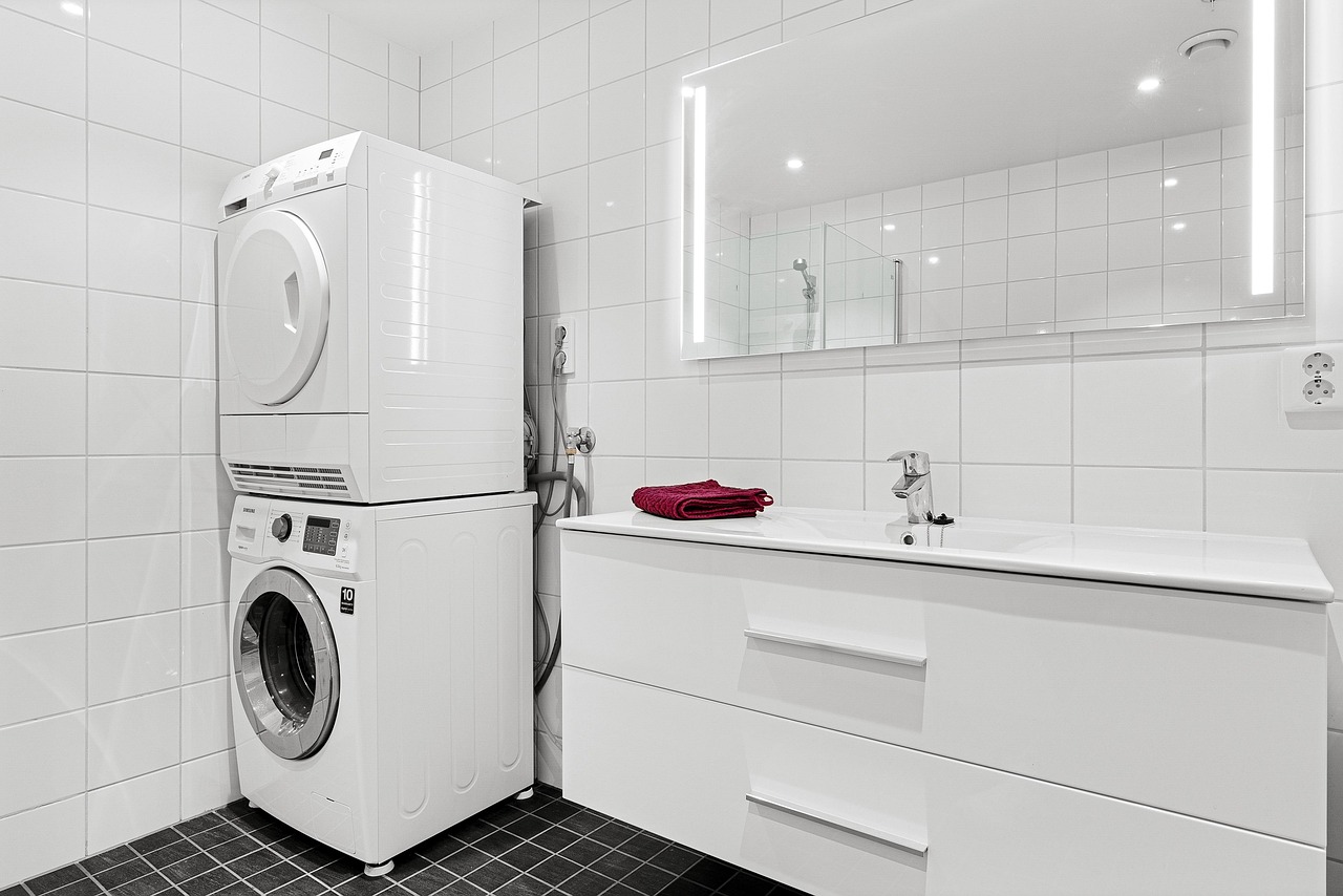real estate, interior, bath room, toilet, shelf, sink, luxury, art, table, nature, wood, chair, shampoo, shower, washing machine, mirror, towel, decor, cabinet, plant, carpet