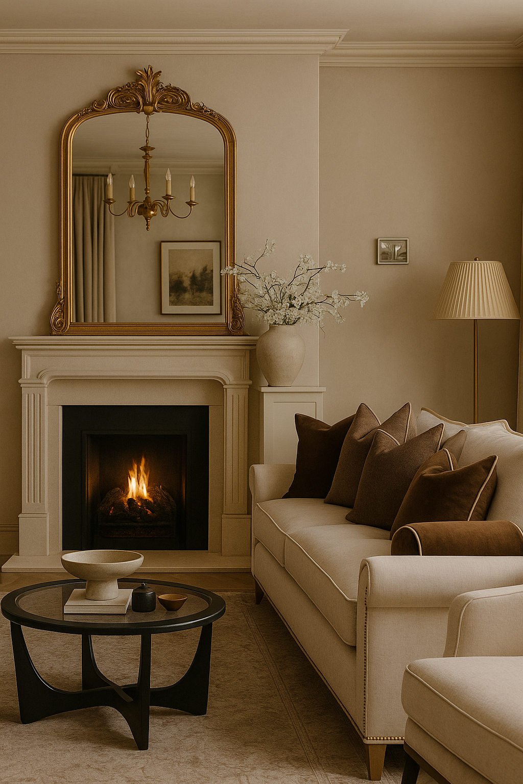 Romantic French Modern Living Room with English Charm
