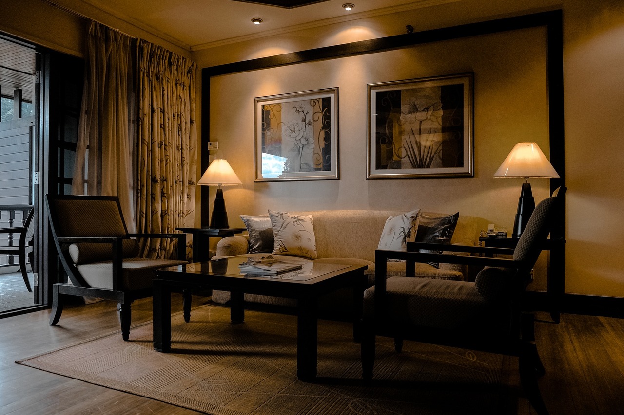 room, inside, couch, lampshades, frame, curtain, glass, table, balcony, mat, pillow, vacation, brown room, brown table, brown glass, brown frame, brown glasses, brown balcony, brown couch, room, room,