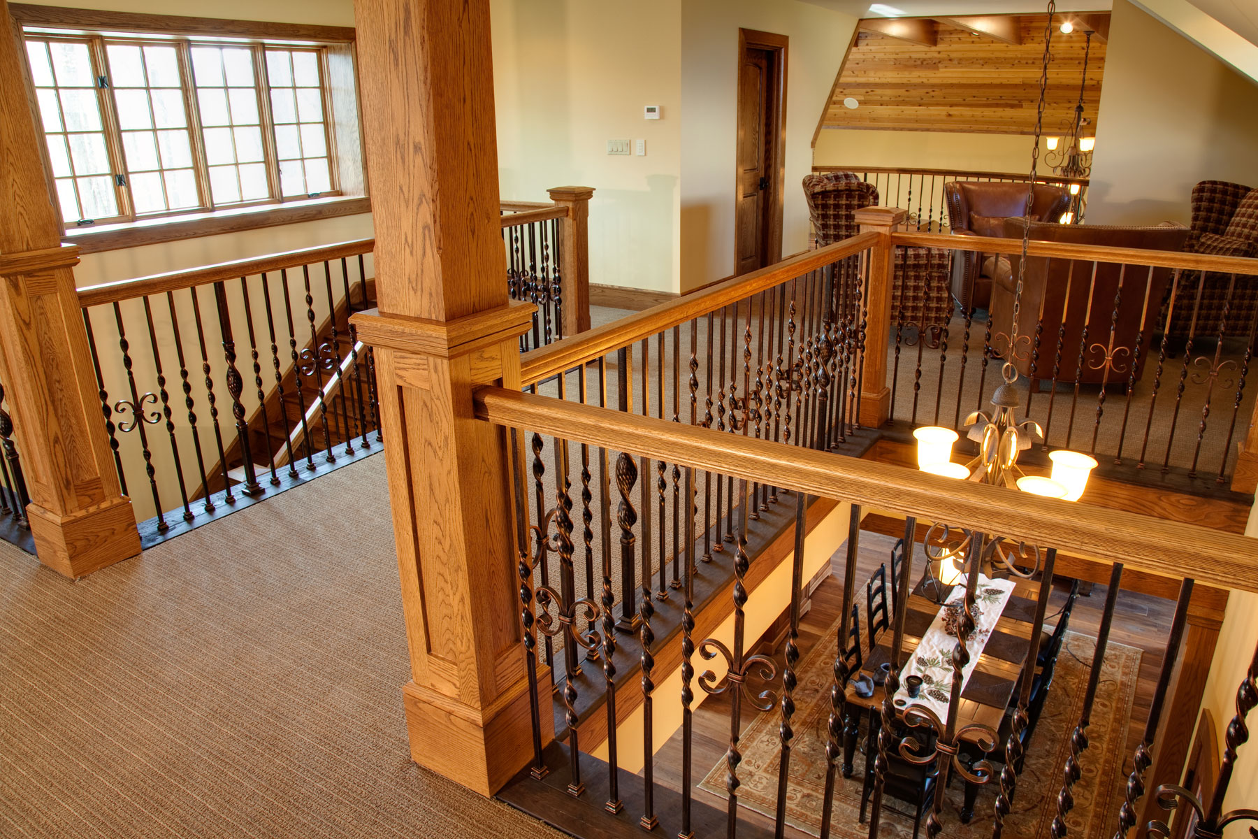 second-story-stairwell-landing-craftsman-woodworking | ACM Design Architecture & Interiors
