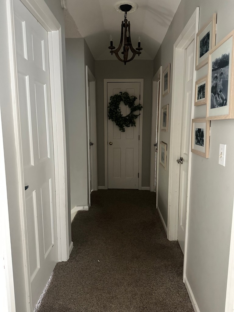 Small Hallway Transformation with Trim and Beautiful Wallpaper ⋆ Growing Up Kemper